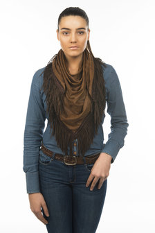INDYJANE Scarf Morena M dark brown fringes